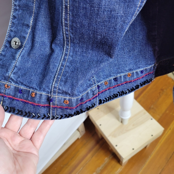 Westbound Denim Jacket with Beading Some Beads coming off Cotton Size Large - Picture 14 of 16